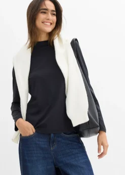 Femme bonprix Basiques|T-Shirts & Tops|T-shirt manches longues à col montant