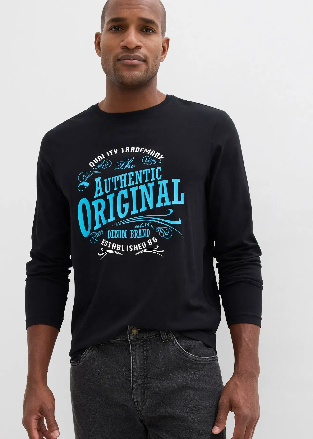 bonprix T-shirt manches longues 100% coton|Homme T-Shirts & Polos