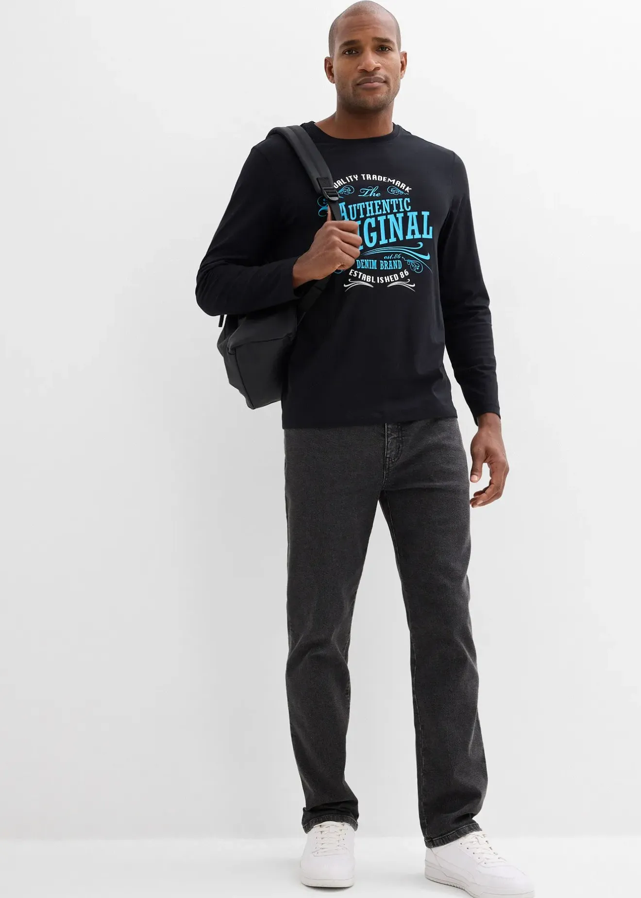 bonprix T-shirt manches longues 100% coton|Homme T-Shirts & Polos