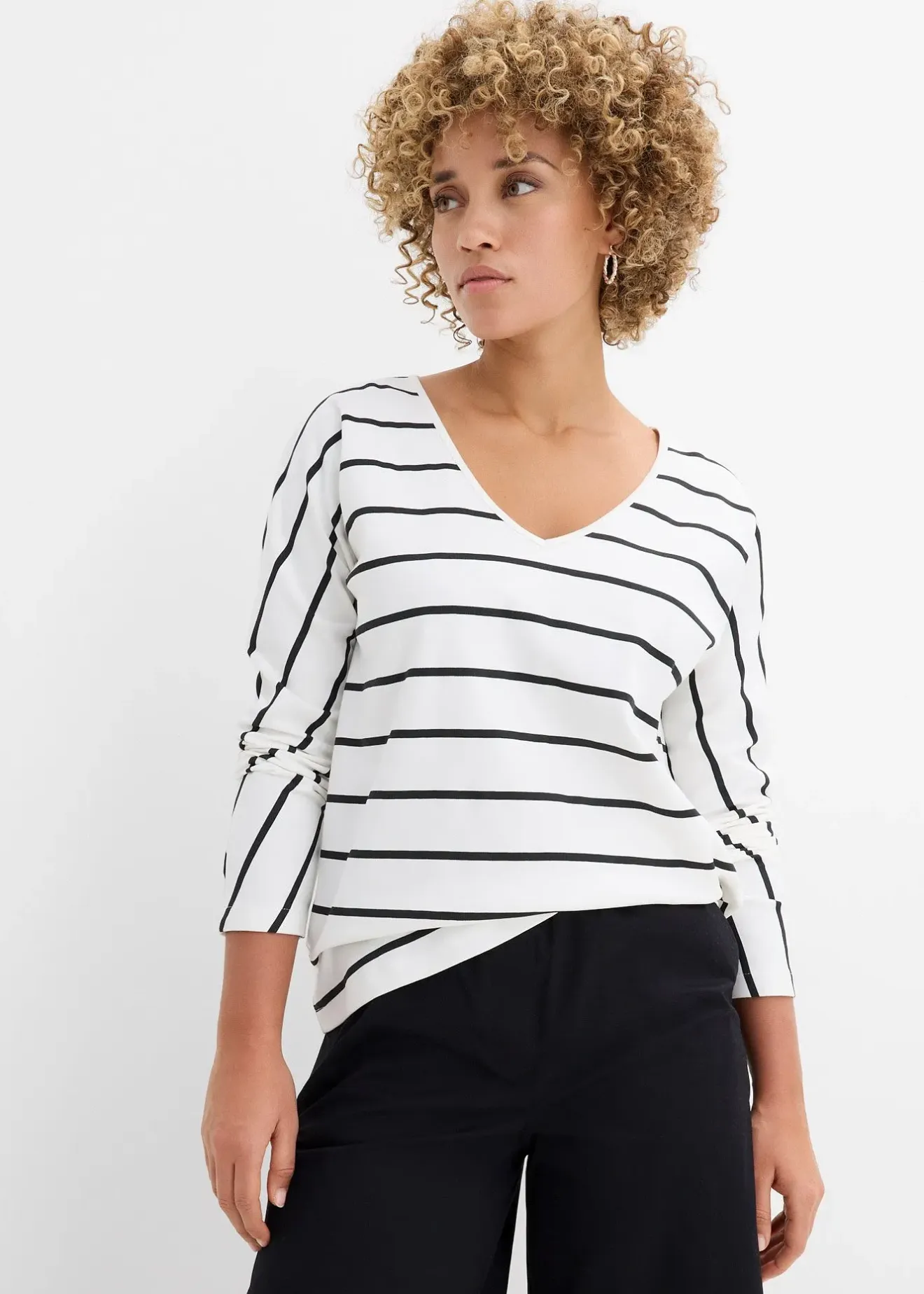 bonprix T-shirt manches longues 100% coton|Femme T-Shirts & Tops