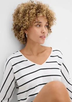 bonprix T-shirt manches longues 100% coton|Femme T-Shirts & Tops