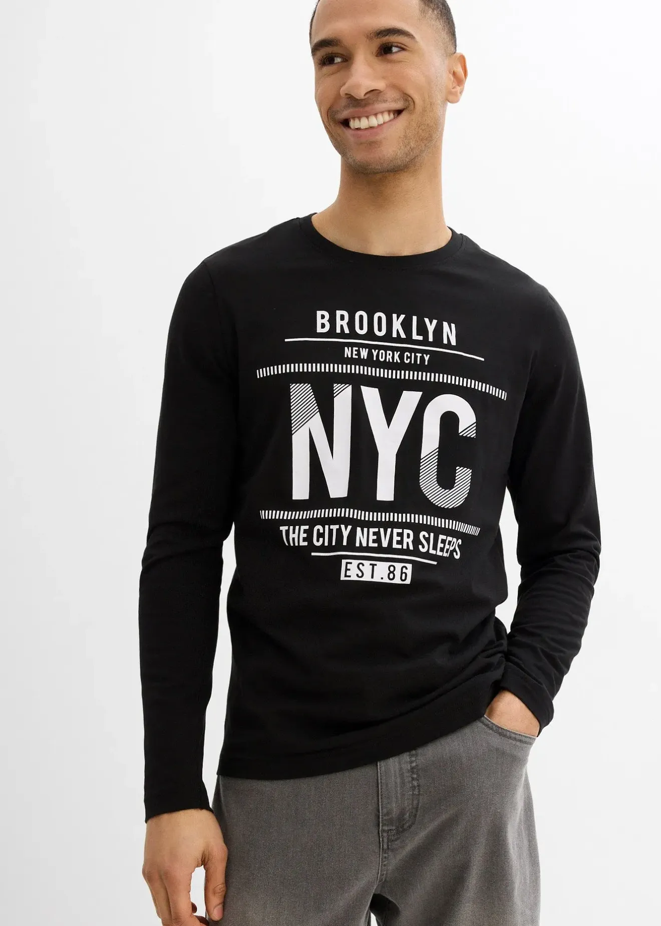 Homme bonprix T-Shirts & Polos|T-shirt manches longues 100% coton, slim