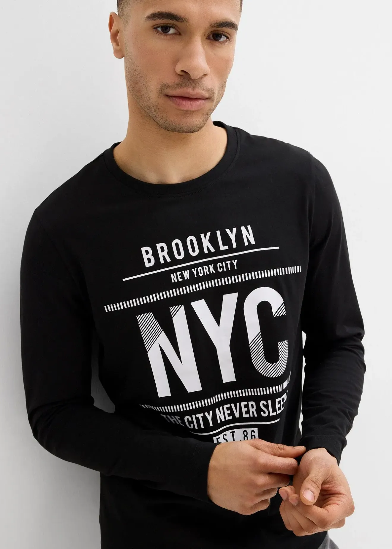 Homme bonprix T-Shirts & Polos|T-shirt manches longues 100% coton, slim