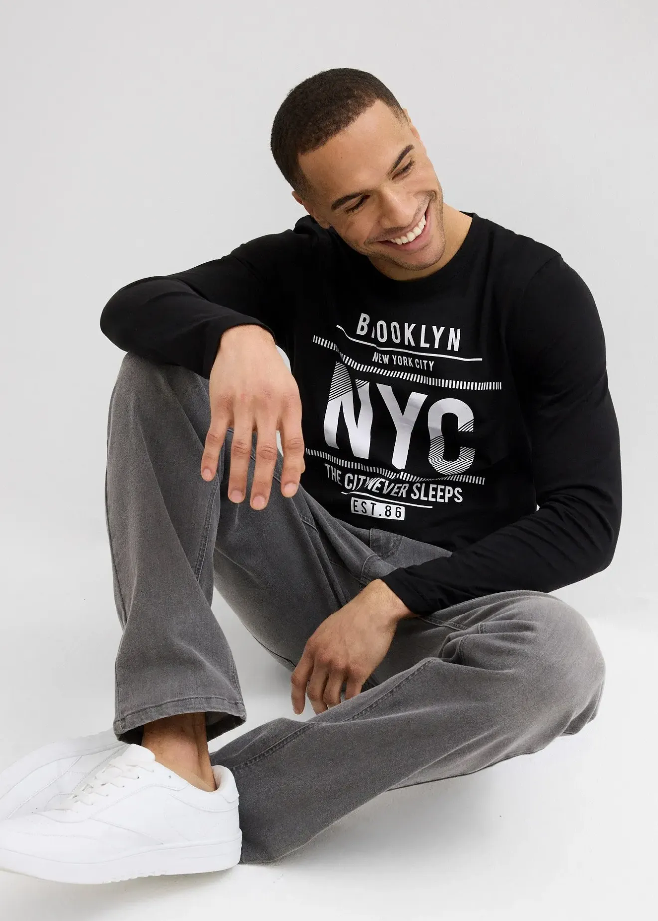 Homme bonprix T-Shirts & Polos|T-shirt manches longues 100% coton, slim