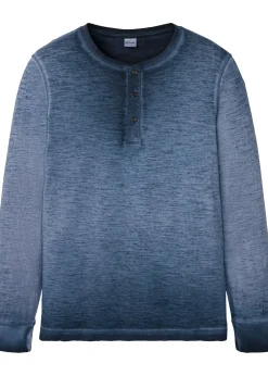 Homme bonprix T-Shirts & Polos|T-shirt manches longues à col tunisien, 100% coton