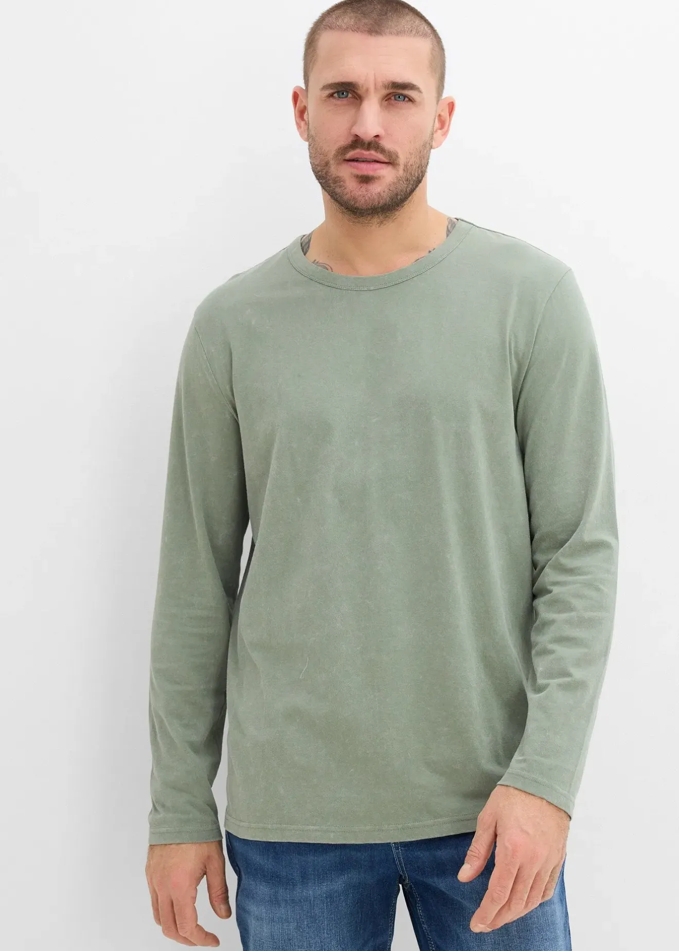 bonprix T-shirt manches longues 100% coton|Homme T-Shirts & Polos