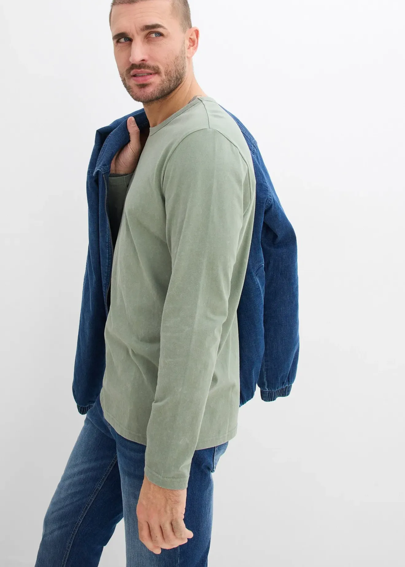 bonprix T-shirt manches longues 100% coton|Homme T-Shirts & Polos