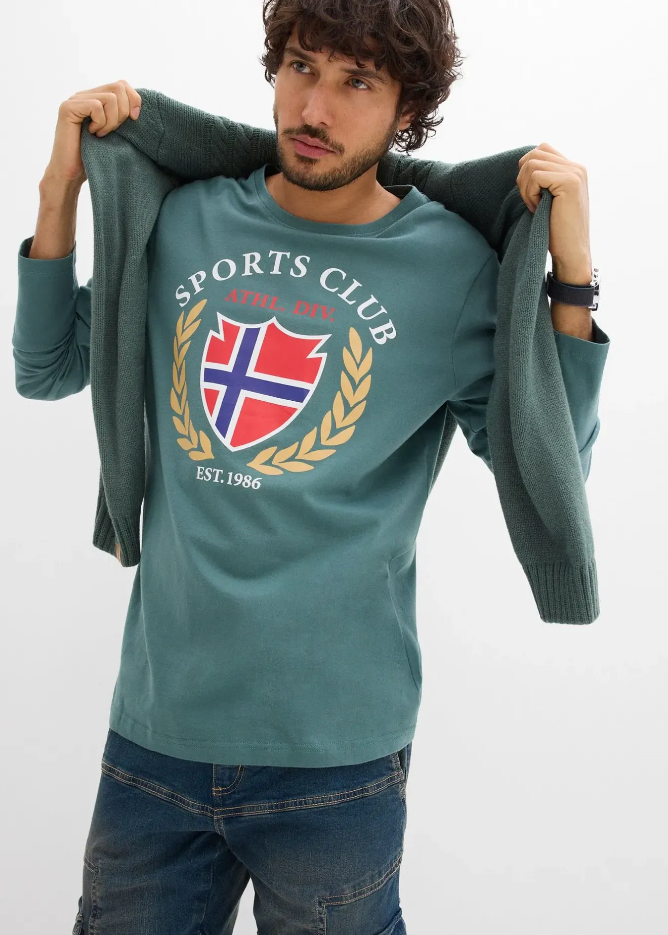 Homme bonprix T-Shirts & Polos|T-shirt manches longues 100% coton