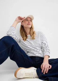 bonprix T-shirt manches longues 100% coton|Femme T-Shirts & Tops