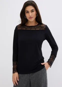 Femme bonprix T-Shirts & Tops|T-shirt manches longues à dentelle