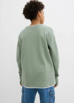 Enfant bonprix Vêtements Enfant|Garçons 9-16 Ans·T-Shirts|T-shirt manches longues 2 en 1 en coton aspect gaufré