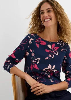 bonprix T-shirt manches longues à imprimé floral|Femme T-Shirts & Tops