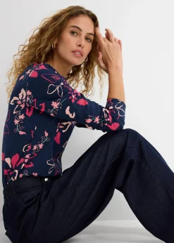 bonprix T-shirt manches longues à imprimé floral|Femme T-Shirts & Tops