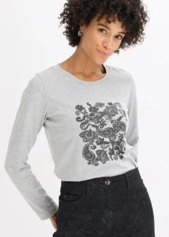 bonprix T-shirt manches longues à imprimé|Femme T-Shirts & Tops