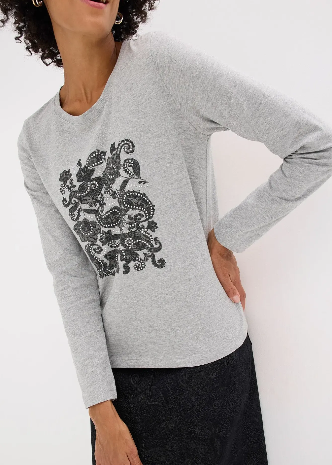 bonprix T-shirt manches longues à imprimé|Femme T-Shirts & Tops