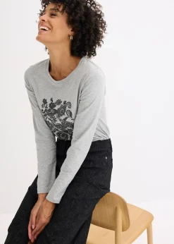 bonprix T-shirt manches longues à imprimé|Femme T-Shirts & Tops