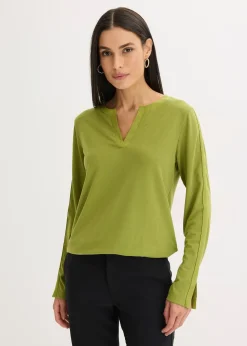 Femme bonprix T-Shirts & Tops|T-shirt manches longues avec empiècement satin