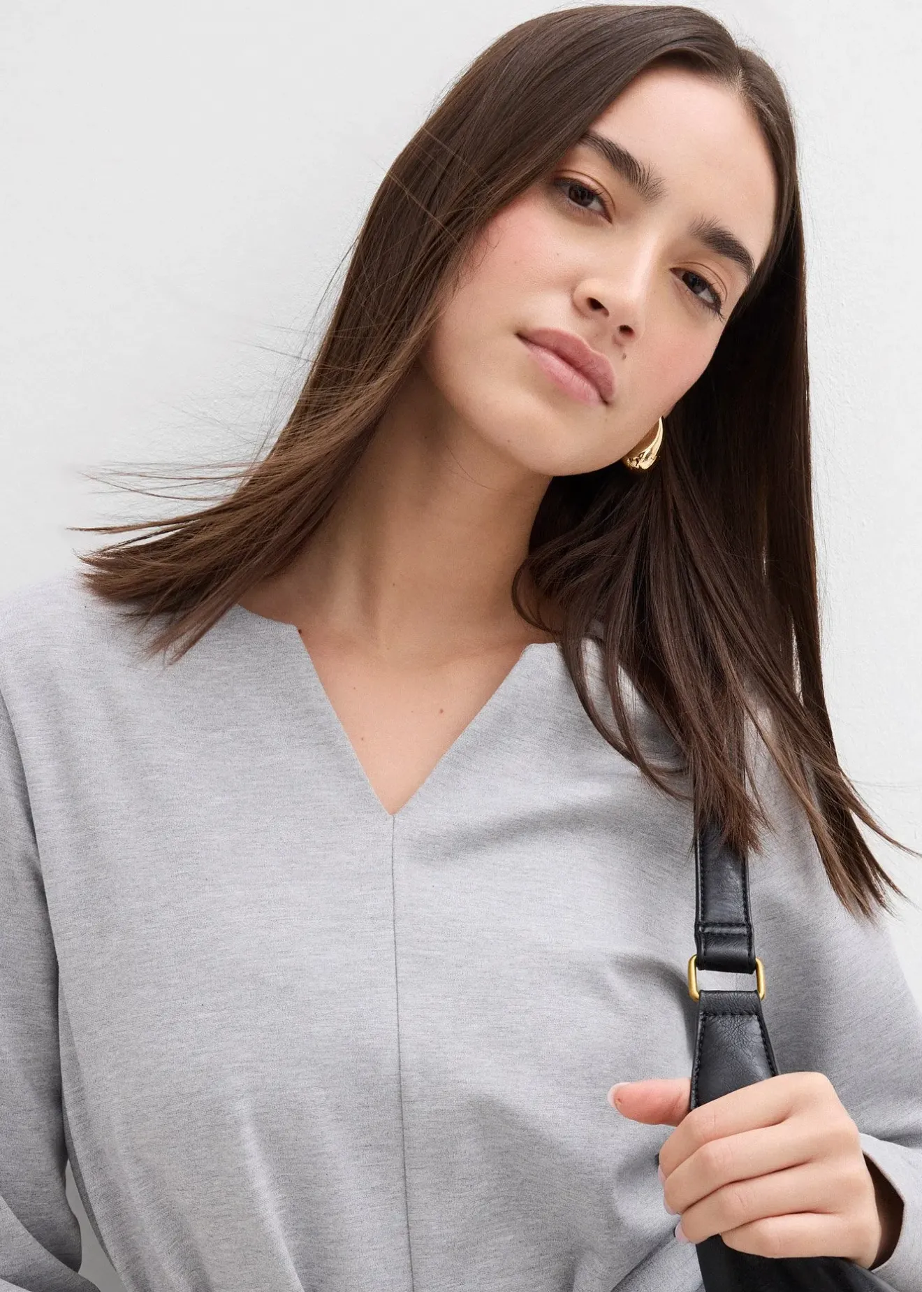 Femme bonprix T-Shirts & Tops|T-shirt manches longues avec lien à nouer, viscose majoritaire