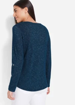 Femme bonprix T-Shirts & Tops|T-shirt manches longues avec patte de boutonnage