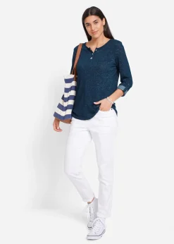 Femme bonprix T-Shirts & Tops|T-shirt manches longues avec patte de boutonnage