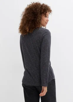 bonprix T-shirt manches longues avec patte de boutonnage|Femme T-Shirts & Tops