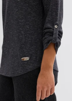 bonprix T-shirt manches longues avec patte de boutonnage|Femme T-Shirts & Tops