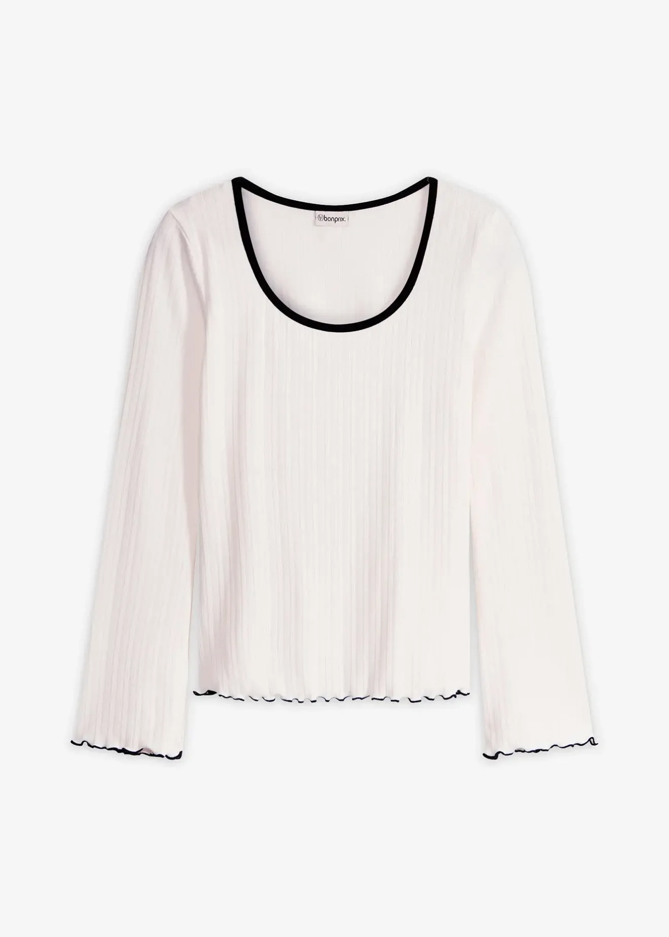 Femme bonprix T-Shirts & Tops|T-shirt manches longues côtelé avec nœud