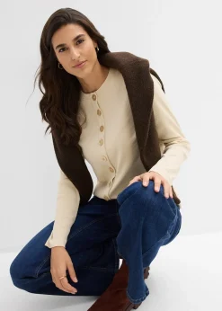 bonprix T-shirt manches longues côtelé|Femme Basiques|T-Shirts & Tops