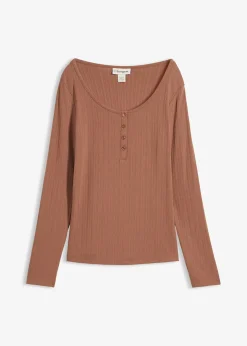 bonprix T-shirt manches longues côtelé|Femme Basiques|T-Shirts & Tops