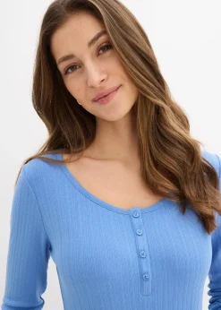 bonprix T-shirt manches longues côtelé|Femme Basiques|T-Shirts & Tops