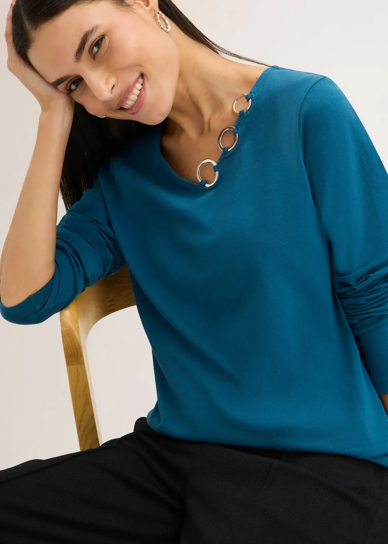 Femme bonprix T-Shirts & Tops|T-shirt manches longues détails œillets