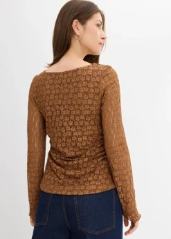 bonprix T-shirt manches longues en dentelle|Femme T-Shirts & Tops