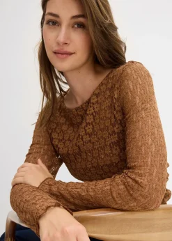 bonprix T-shirt manches longues en dentelle|Femme T-Shirts & Tops