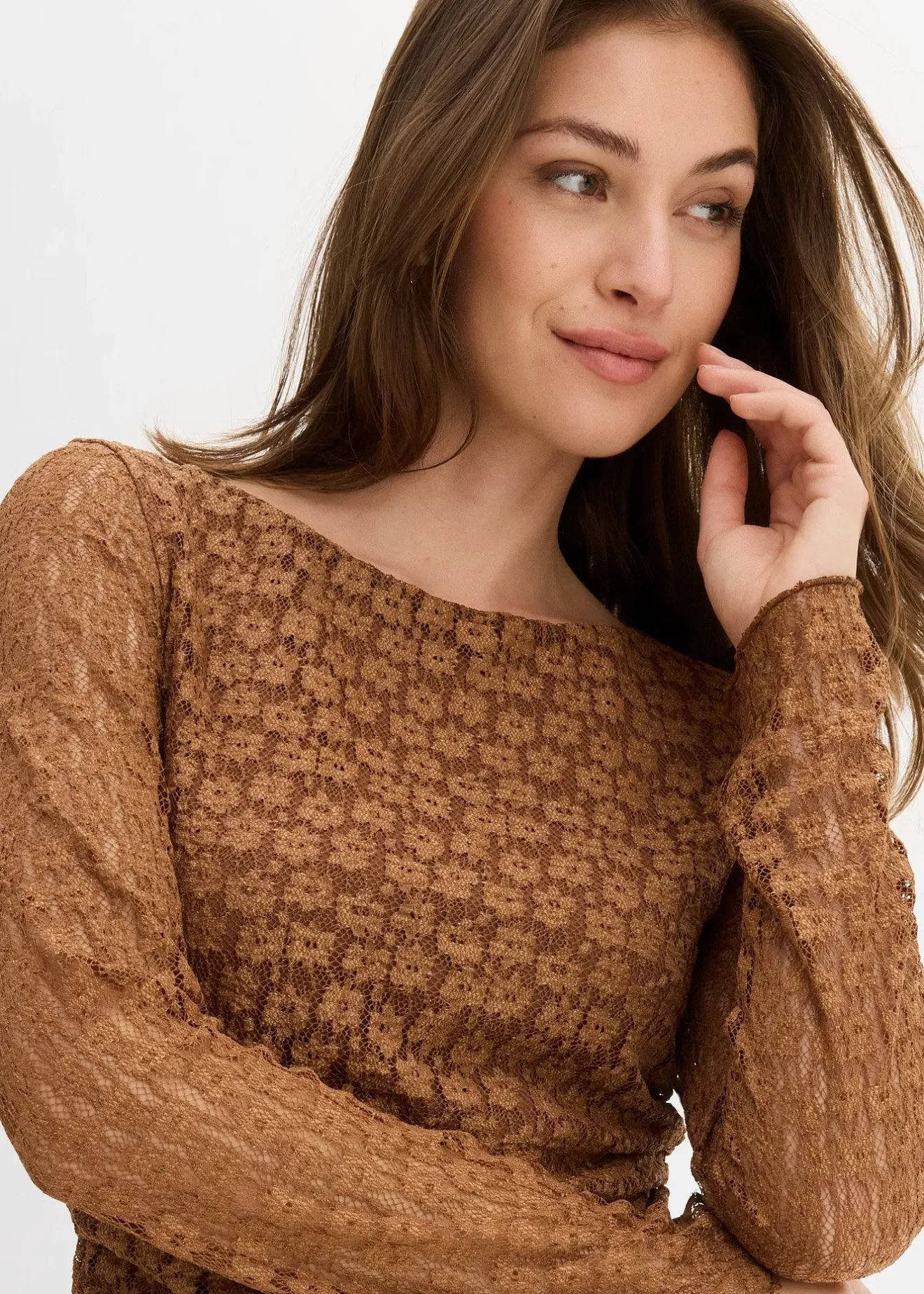 bonprix T-shirt manches longues en dentelle|Femme T-Shirts & Tops