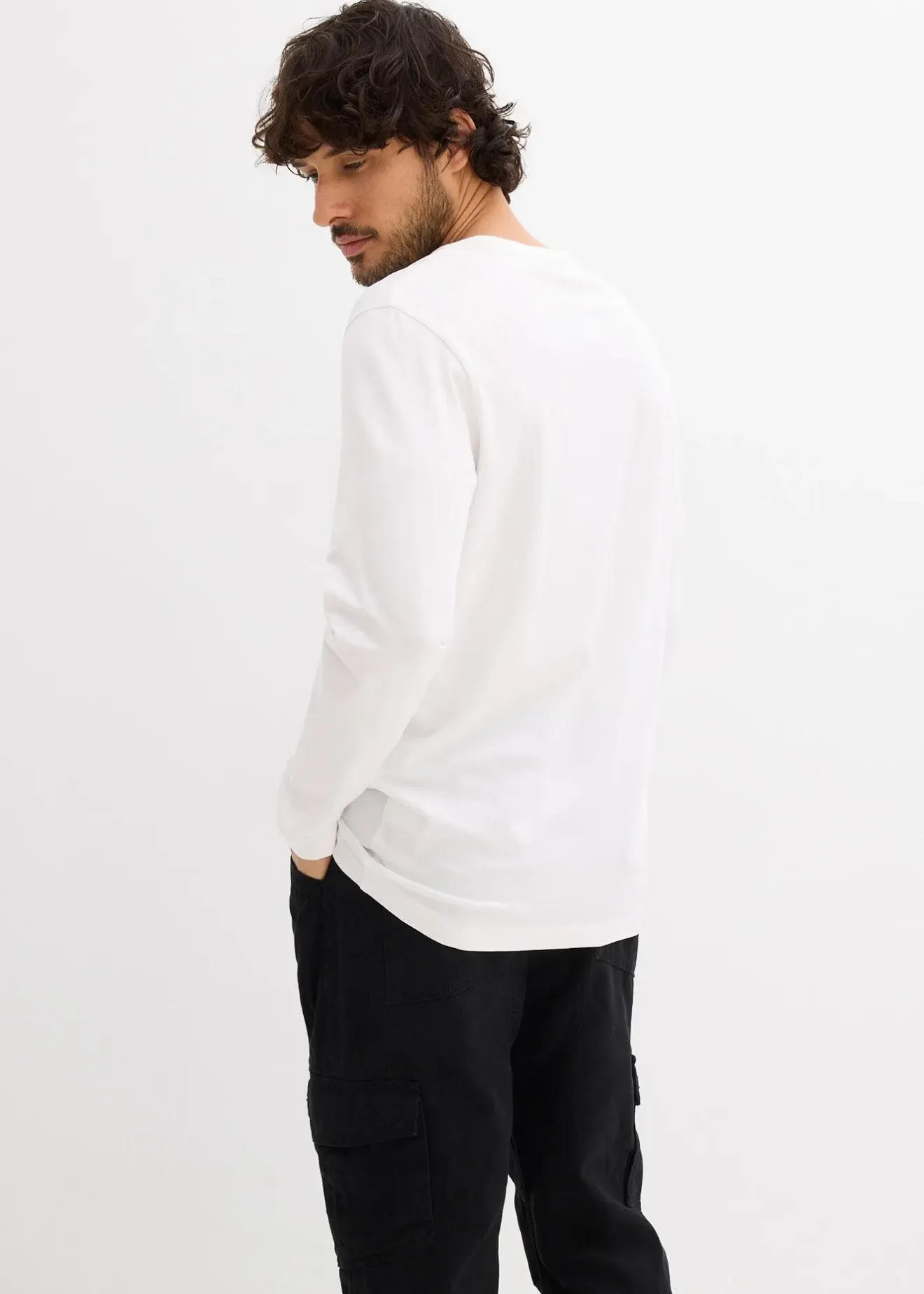 Homme bonprix T-Shirts & Polos|T-shirt manches longues en coton extensible, slim