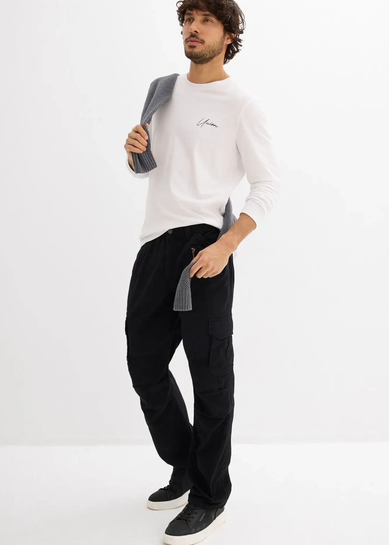 Homme bonprix T-Shirts & Polos|T-shirt manches longues en coton extensible, slim