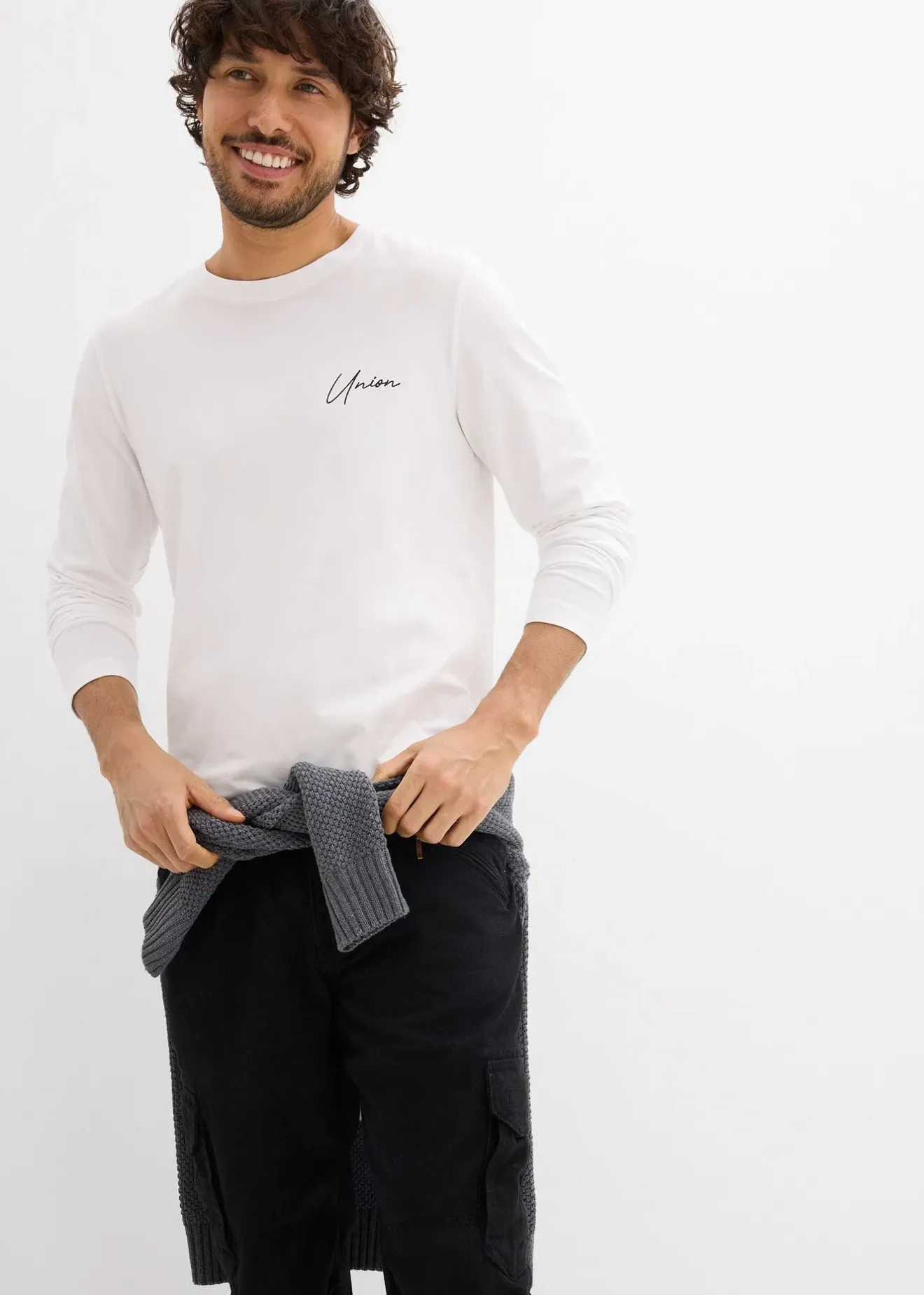 Homme bonprix T-Shirts & Polos|T-shirt manches longues en coton extensible, slim