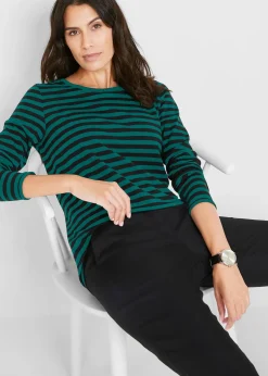 bonprix T-shirt manches longues en coton extensible|Femme Basiques|T-Shirts & Tops