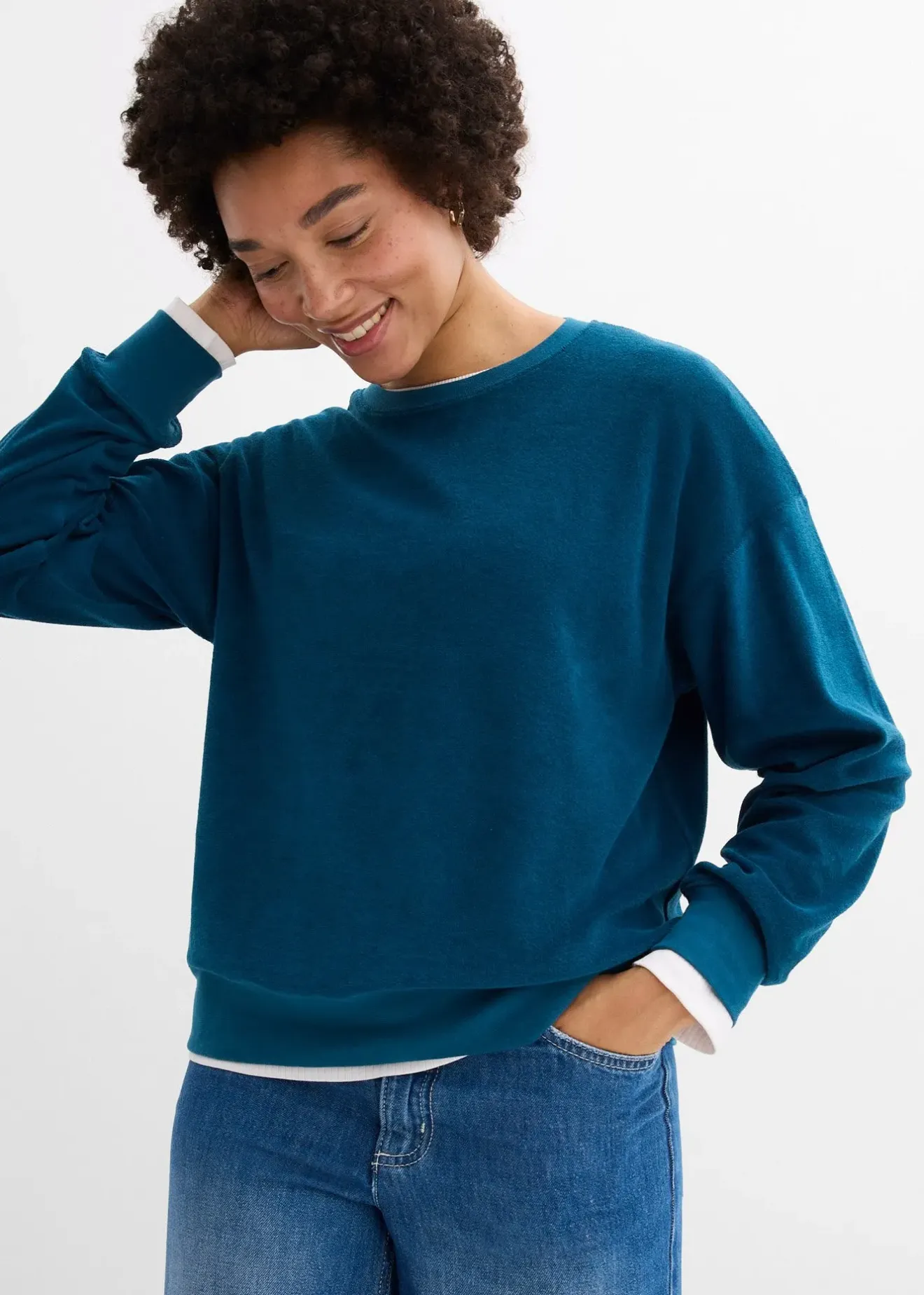 bonprix T-shirt manches longues en éponge|Femme Basiques|T-Shirts & Tops