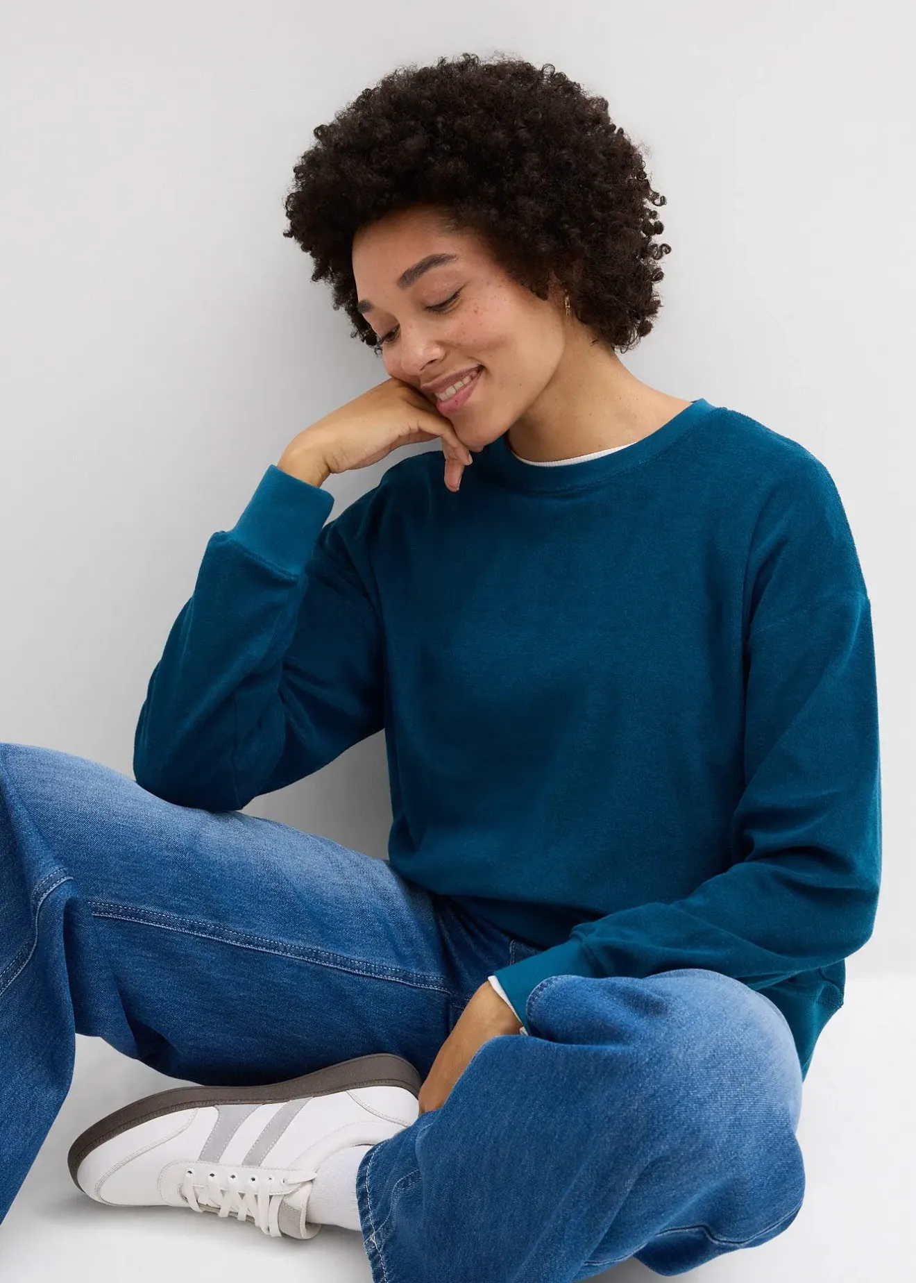 bonprix T-shirt manches longues en éponge|Femme Basiques|T-Shirts & Tops