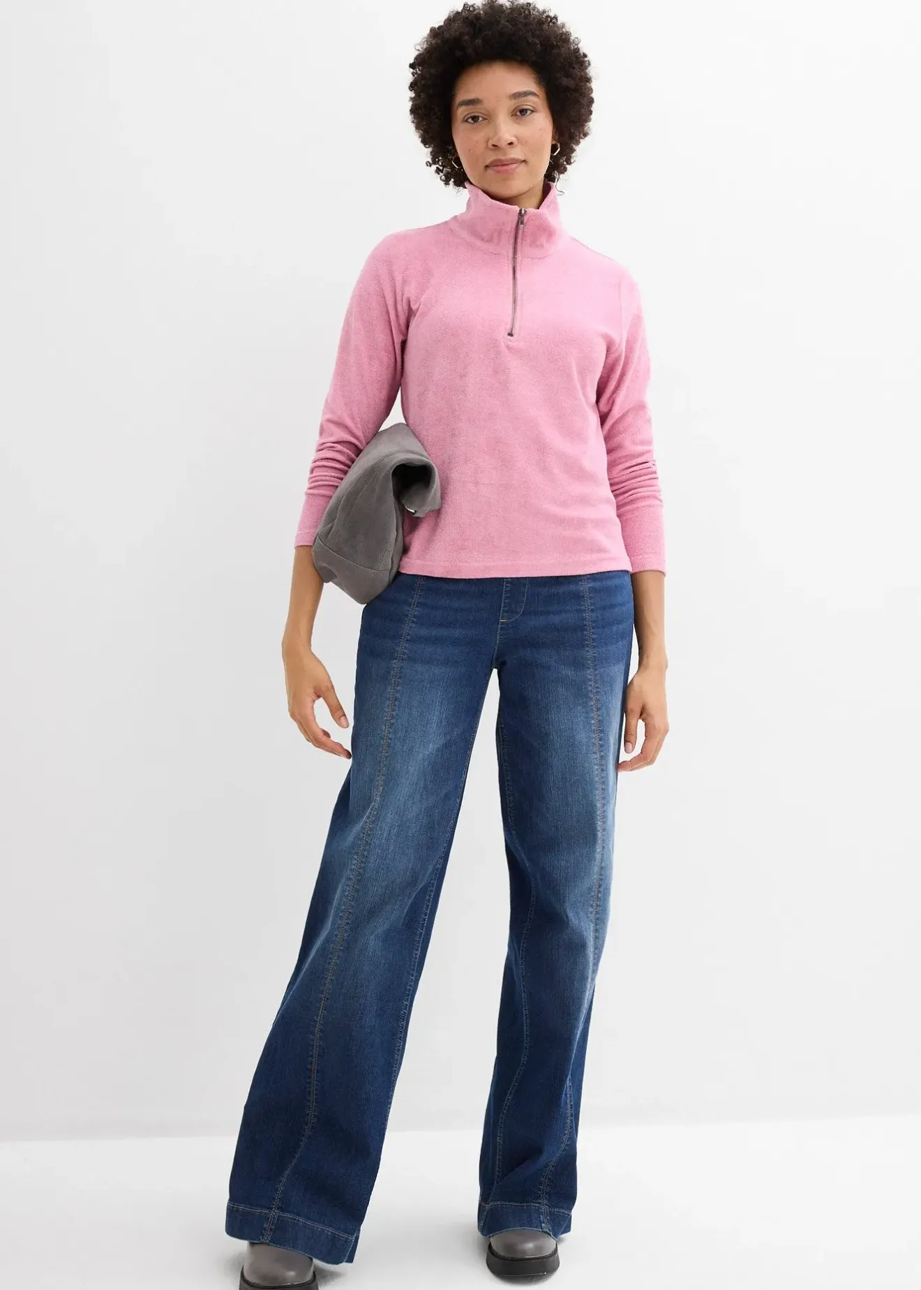 bonprix T-shirt manches longues en éponge|Femme Basiques|T-Shirts & Tops