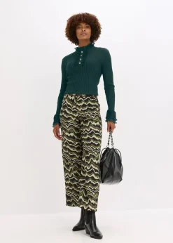 bonprix T-shirt manches longues en fine maille avec volants en mousseline|Femme T-Shirts & Tops