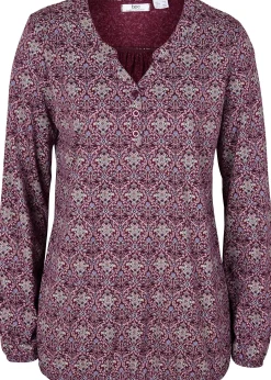 bonprix T-shirt manches longues imprimé avec col Henley|Femme T-Shirts & Tops