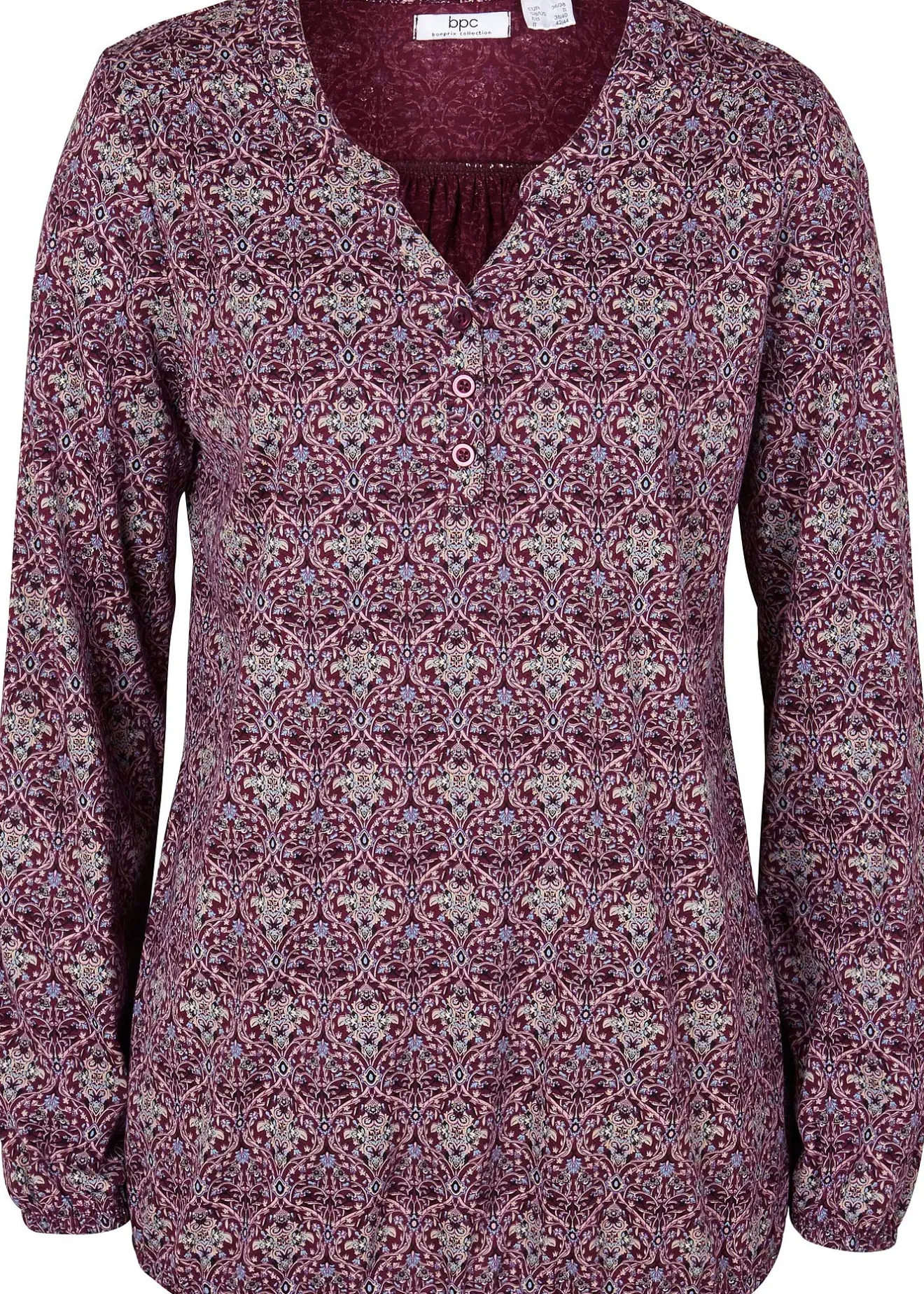 bonprix T-shirt manches longues imprimé avec col Henley|Femme T-Shirts & Tops