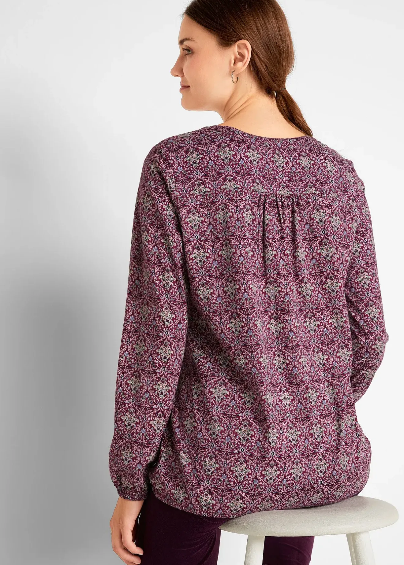 bonprix T-shirt manches longues imprimé avec col Henley|Femme T-Shirts & Tops