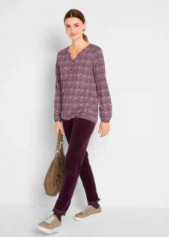 bonprix T-shirt manches longues imprimé avec col Henley|Femme T-Shirts & Tops