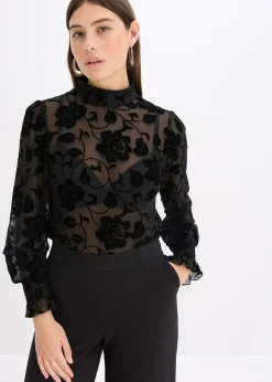 Femme bonprix T-Shirts & Tops|T-shirt manches longues légèrement transparent