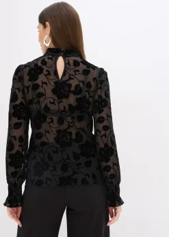 Femme bonprix T-Shirts & Tops|T-shirt manches longues légèrement transparent