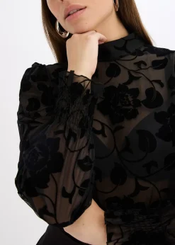 Femme bonprix T-Shirts & Tops|T-shirt manches longues légèrement transparent