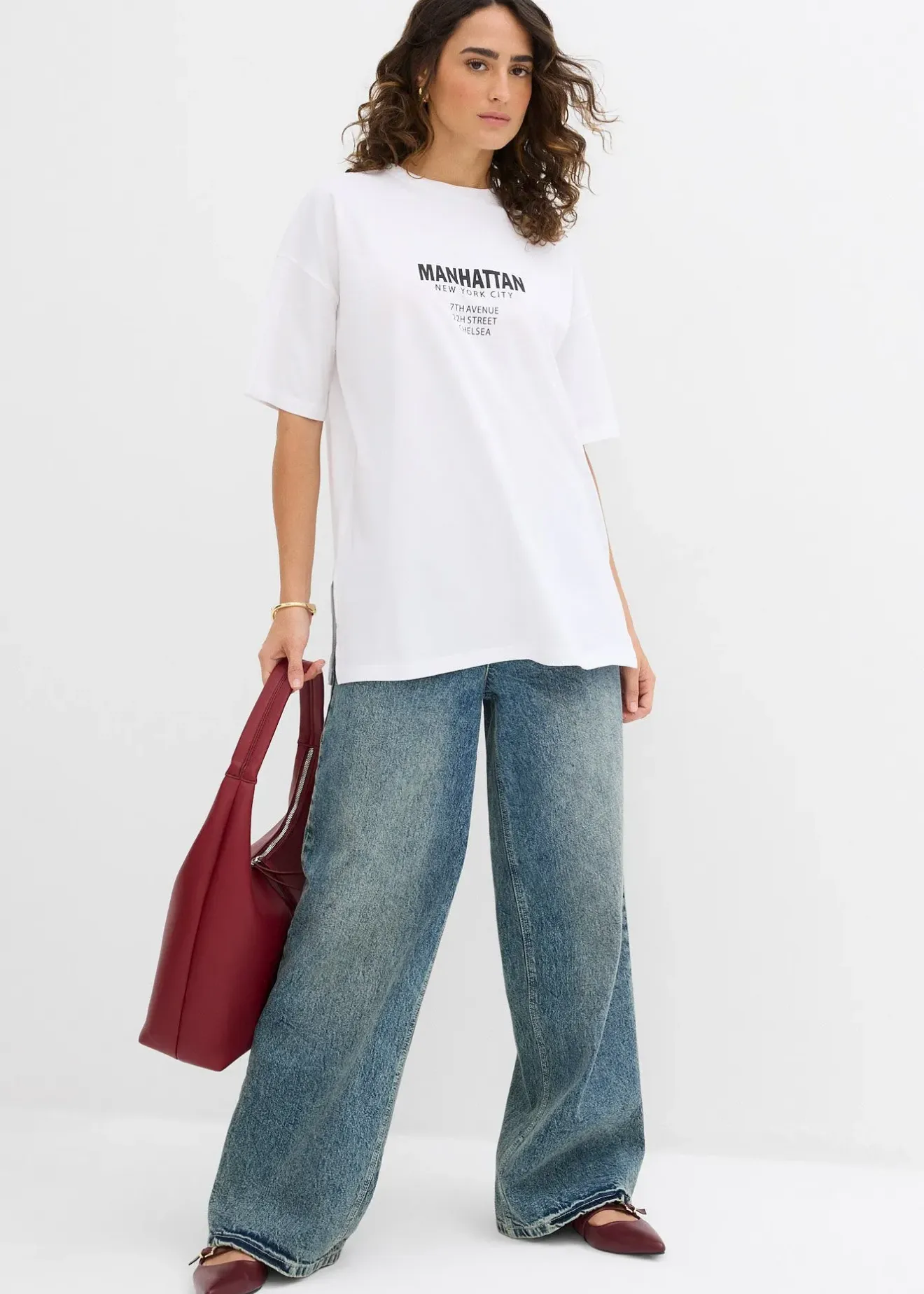 bonprix T-shirt oversize 100% coton|Femme T-Shirts & Tops